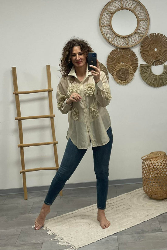 MARGARET - 3D virgs blúz. Bézs