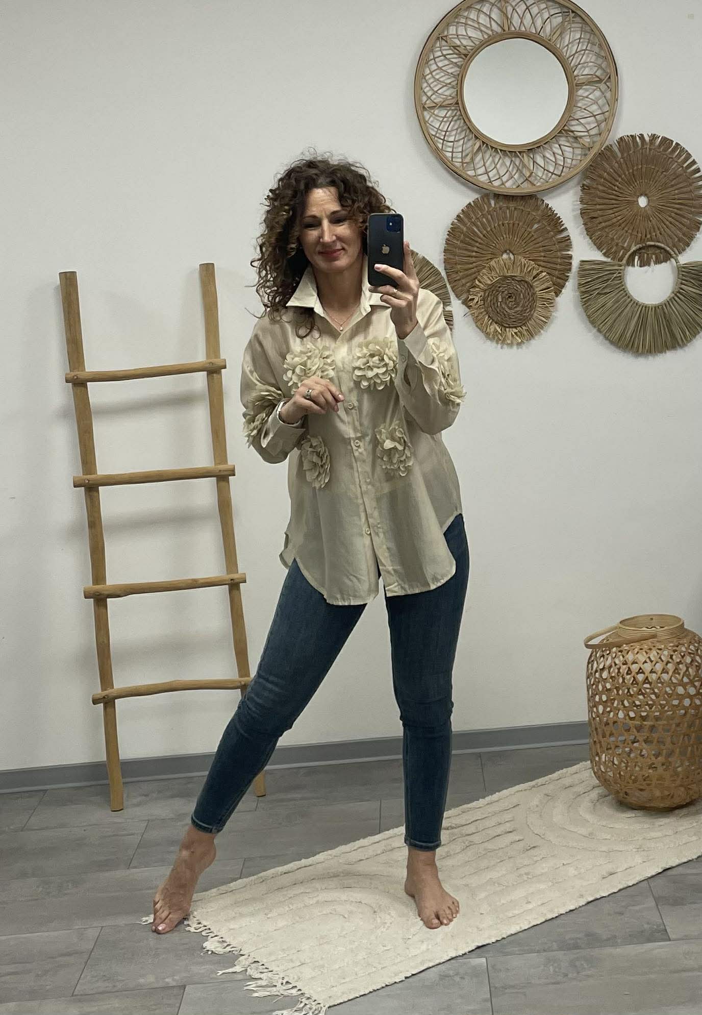 MARGARET - 3D virgs blúz. Bézs