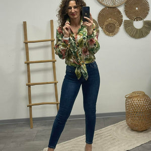 FLOWER - Virágos blúz. Zöld