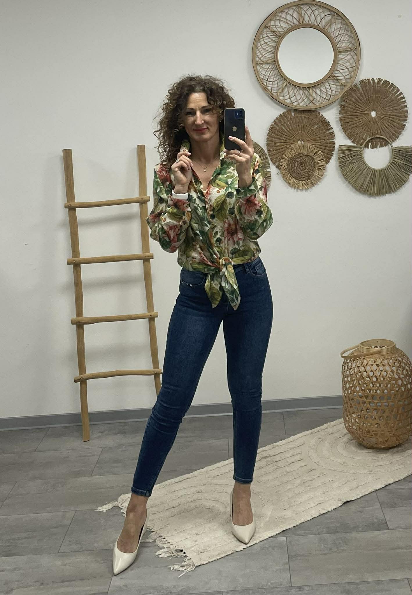 FLOWER - Virágos blúz. Zöld