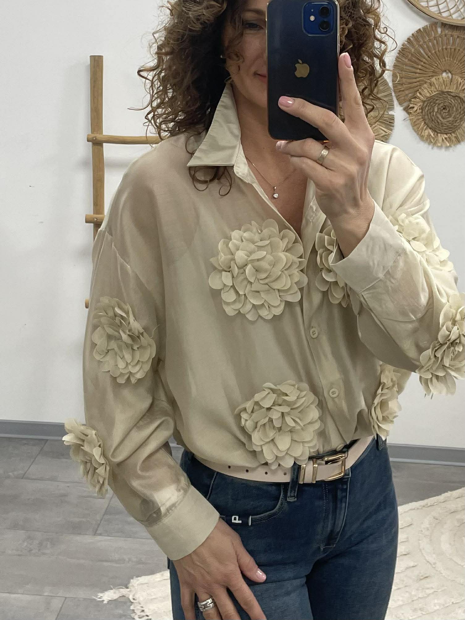 MARGARET - 3D virgs blúz. Bézs