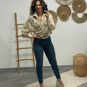 MARGARET - 3D virgs blúz. Bézs