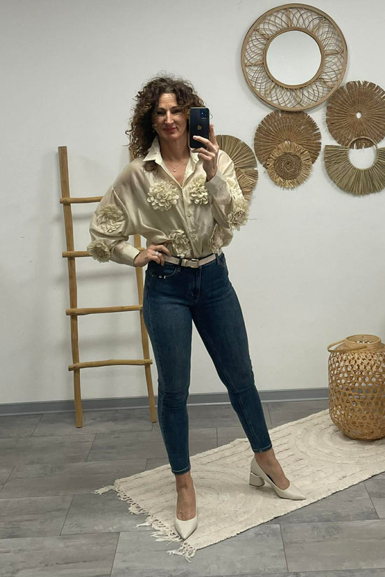 MARGARET - 3D virgs blúz. Bézs