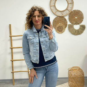 SIMPLE _ Farmer dzseki. Világos koptatott kék.