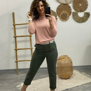 LCK - Gumis derekú laza nadrág.Khakizöld