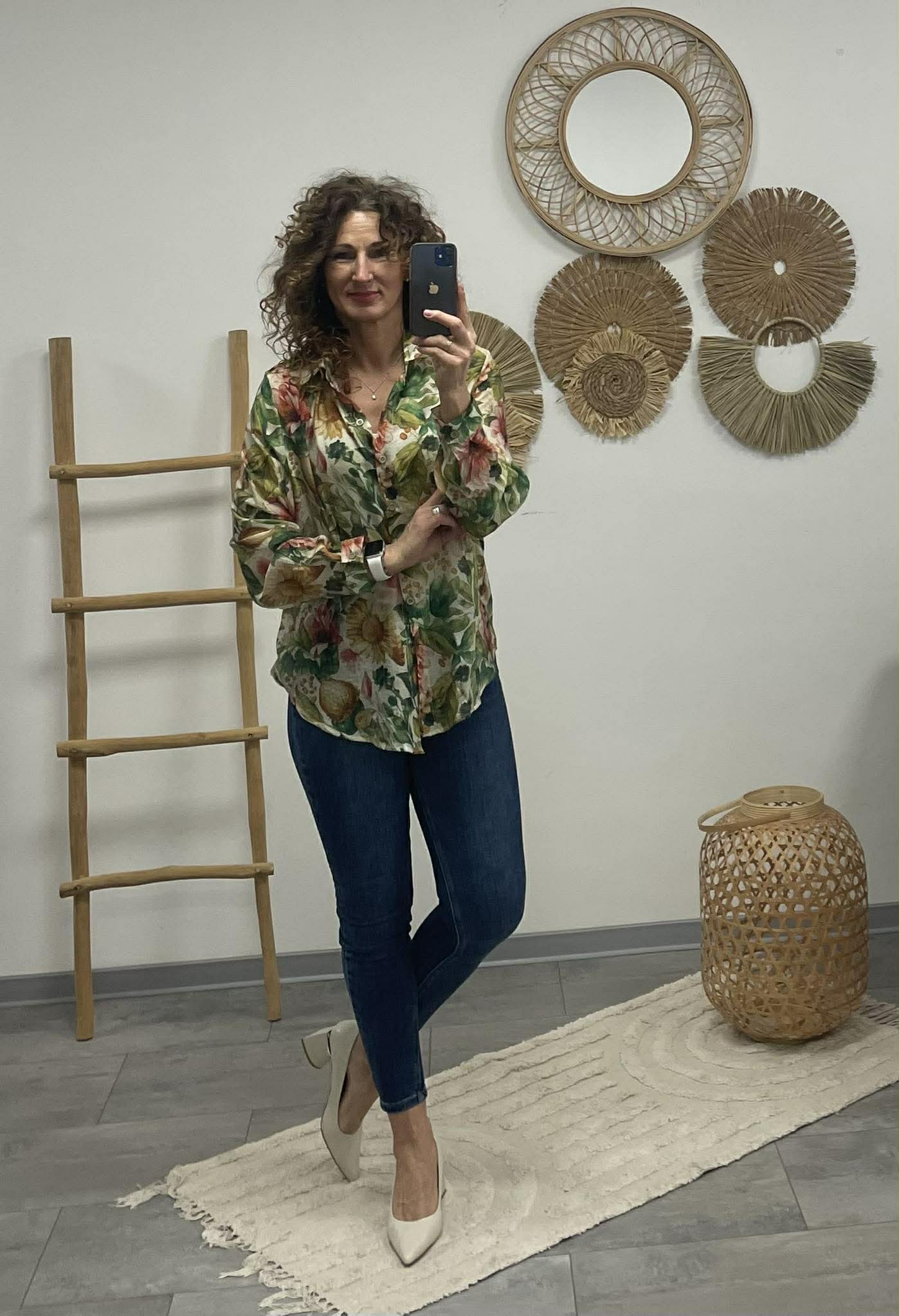 FLOWER - Virágos blúz. Zöld