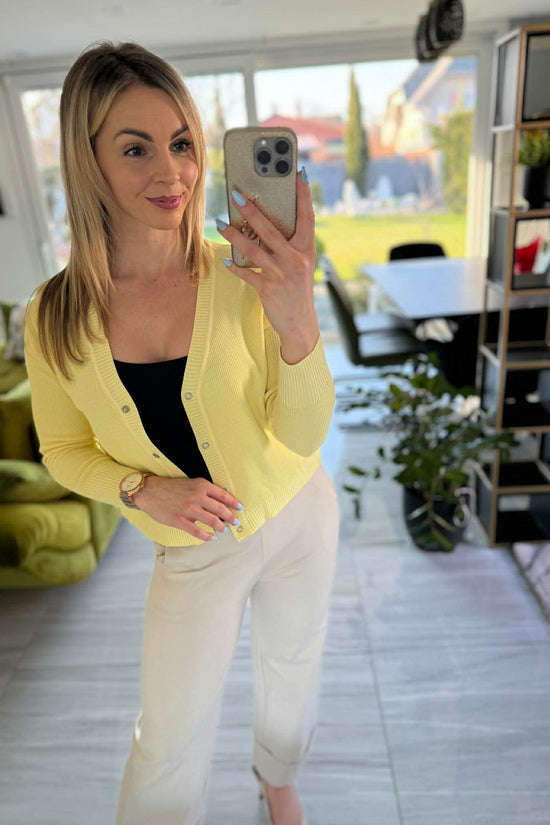 JONA II - Kötött kardigán. Sárga