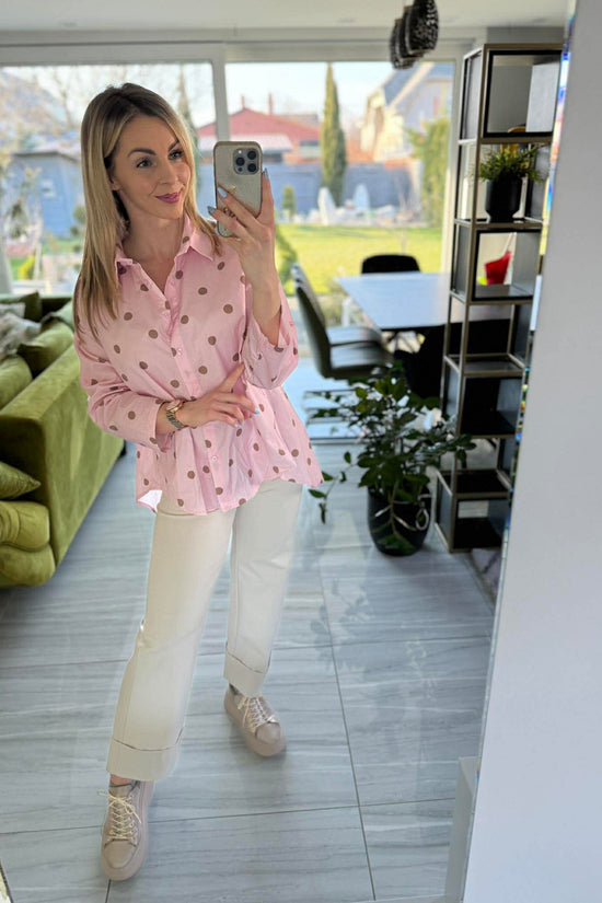 PÖTTY - Vászon ing. Rózsaszín