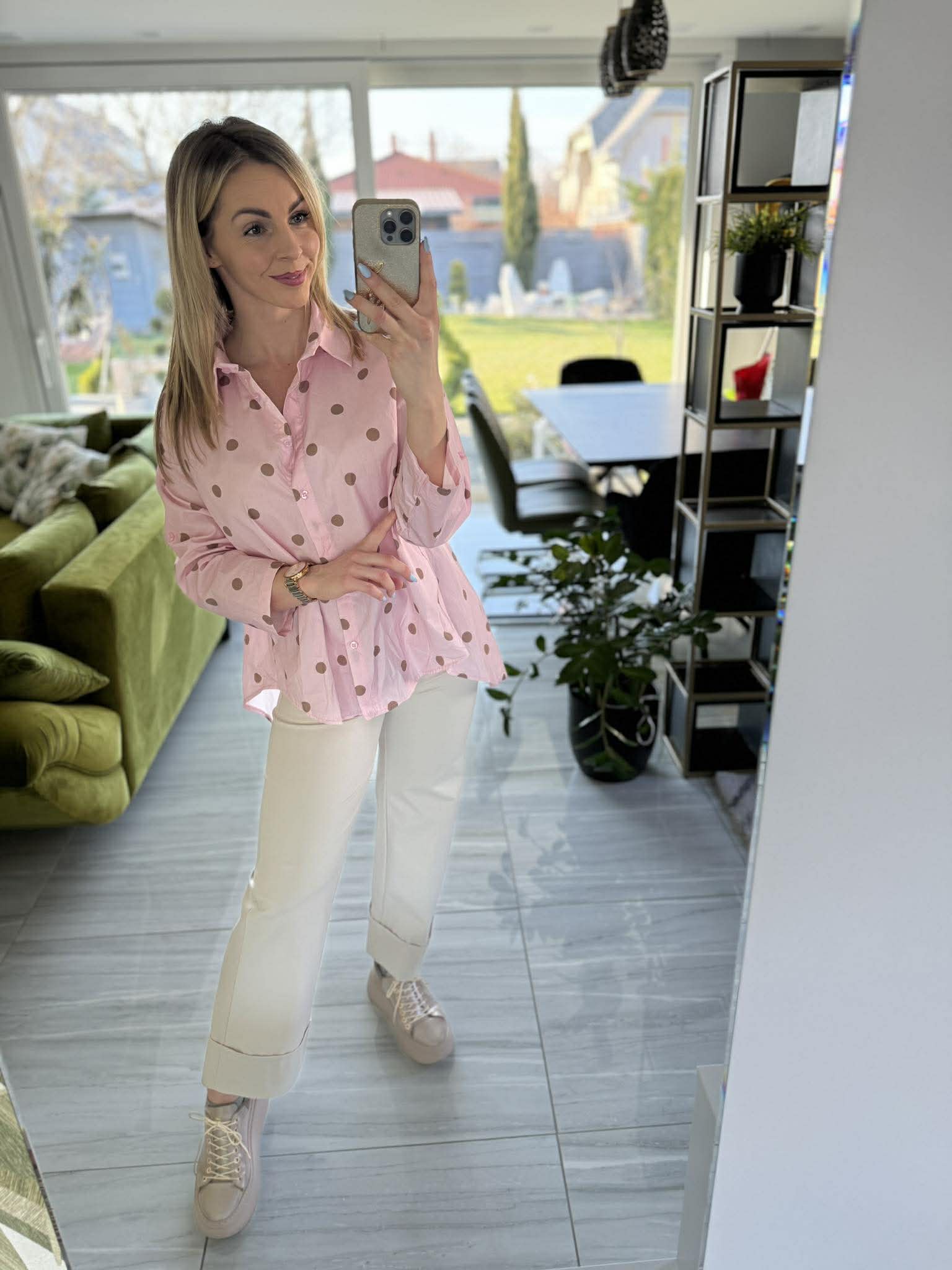 PÖTTY - Vászon ing. Rózsaszín