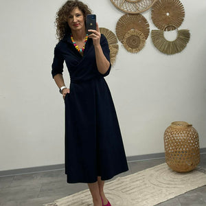 IRCSI - Átkötős ruha. Sötétkék