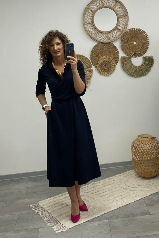 IRCSI - Átkötős ruha. Sötétkék