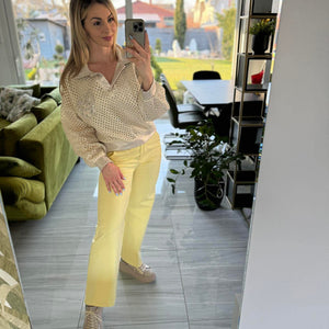 TRENDY - Egyenes szárú nadrág. Sárga