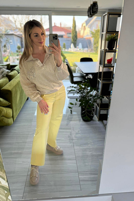 TRENDY - Egyenes szárú nadrág. Sárga