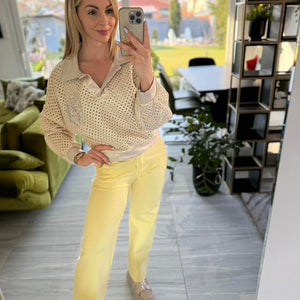 TRENDY - Egyenes szárú nadrág. Sárga