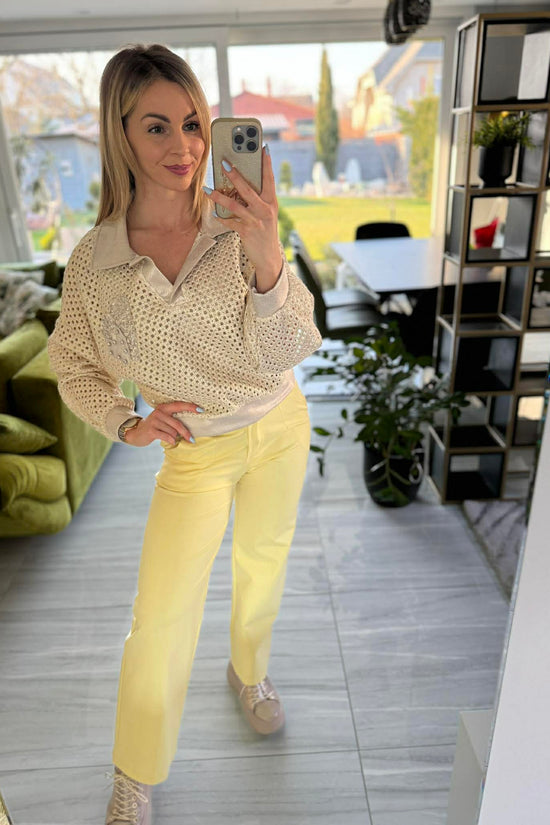 TRENDY - Egyenes szárú nadrág. Sárga