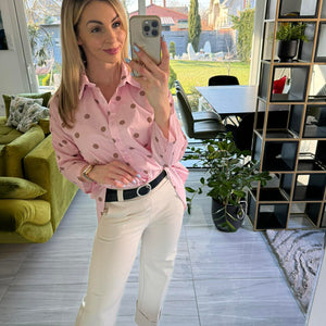 PÖTTY - Vászon ing. Rózsaszín