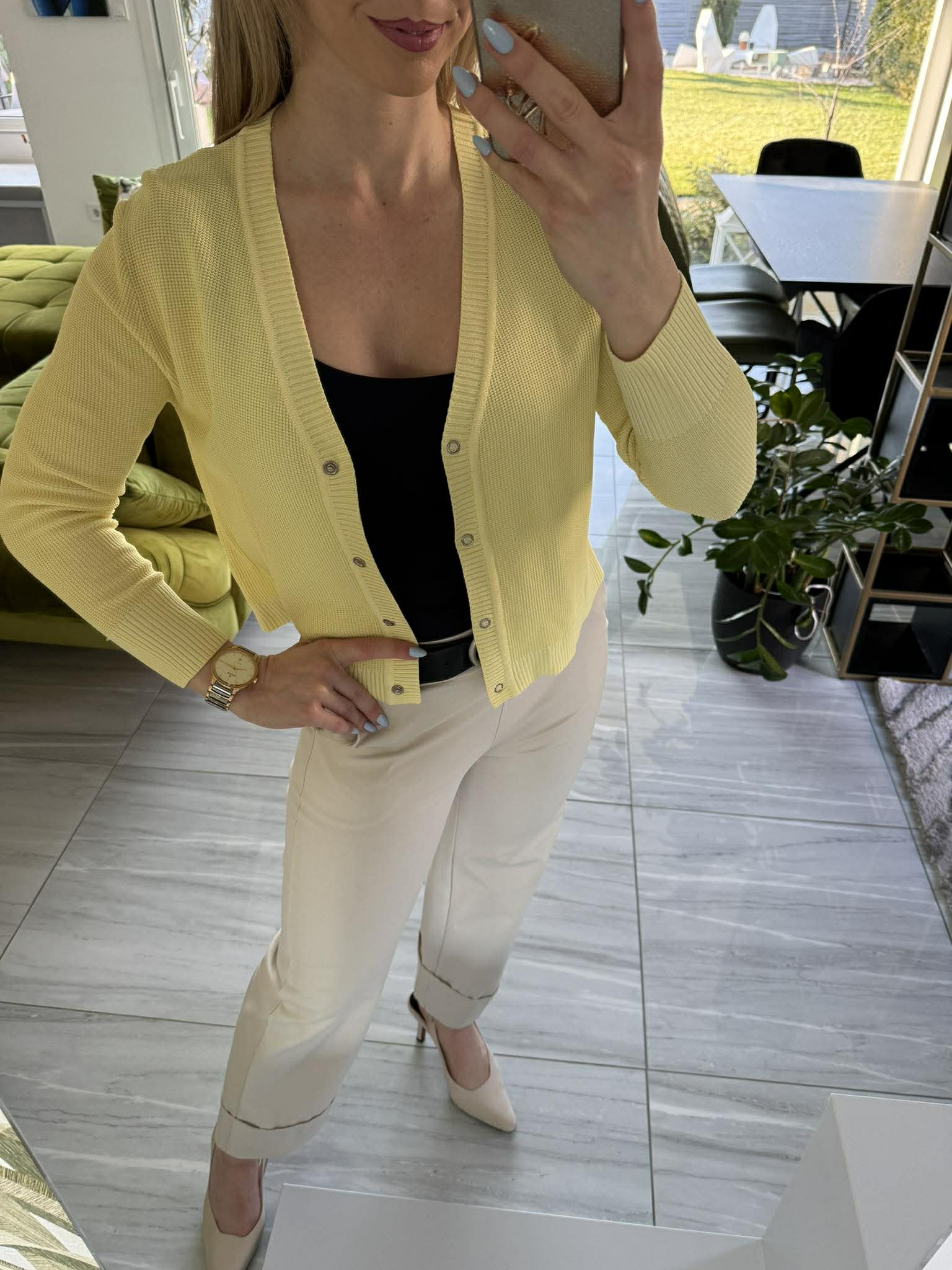 JONA II - Kötött kardigán. Sárga