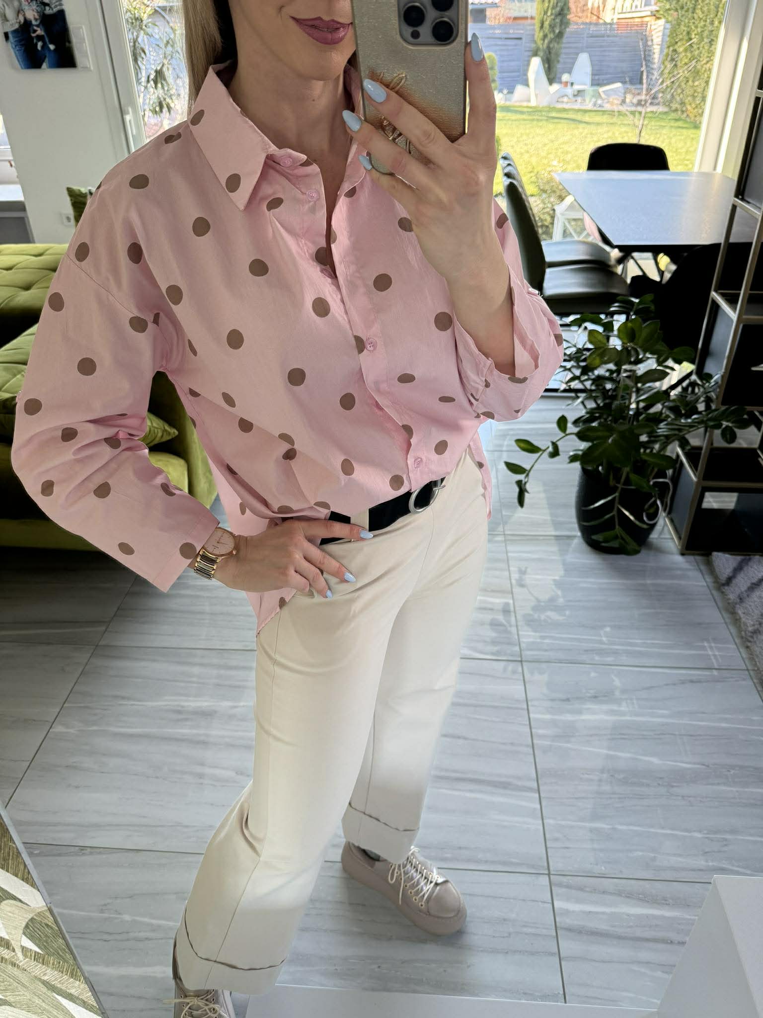 PÖTTY - Vászon ing. Rózsaszín