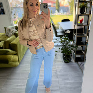 TRENDY - Egyenes  bő szárú nadrág. Világoskék