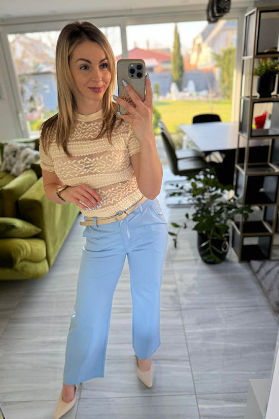 TRENDY - Egyenes  bő szárú nadrág. Világoskék