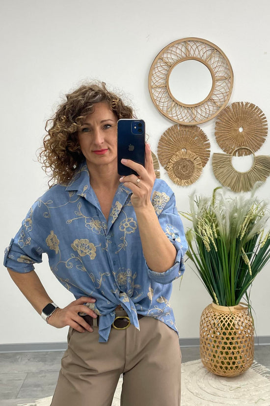 MAYA - Hímzett blúz. Kék