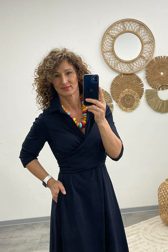 IRCSI - Átkötős ruha. Sötétkék