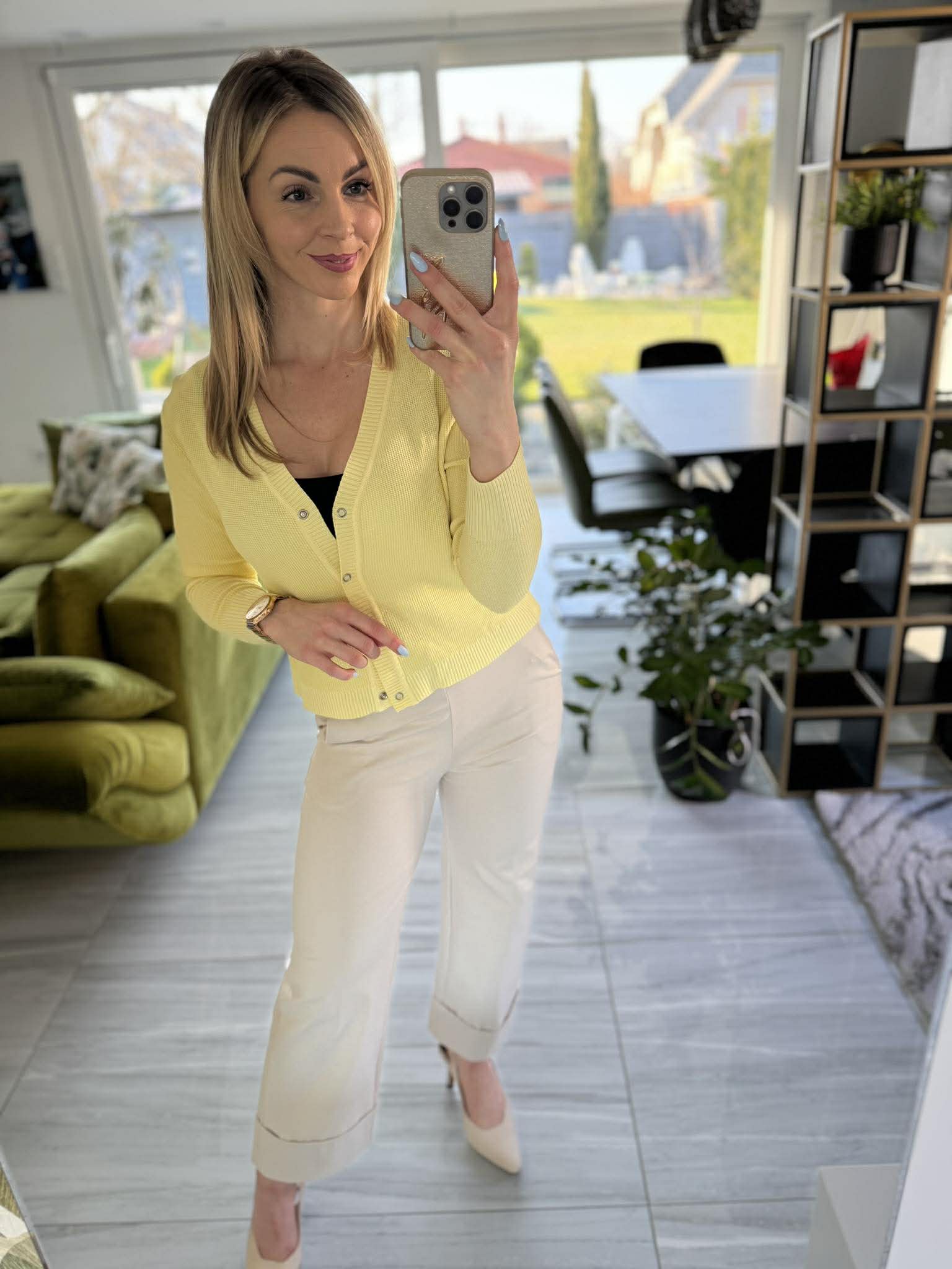 JONA II - Kötött kardigán. Sárga