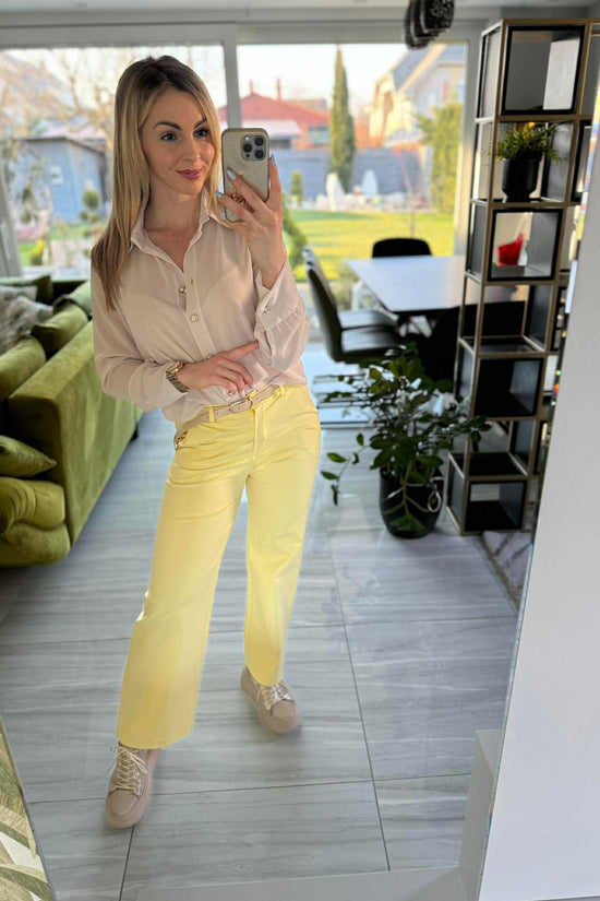 TRENDY - Egyenes szárú nadrág. Sárga