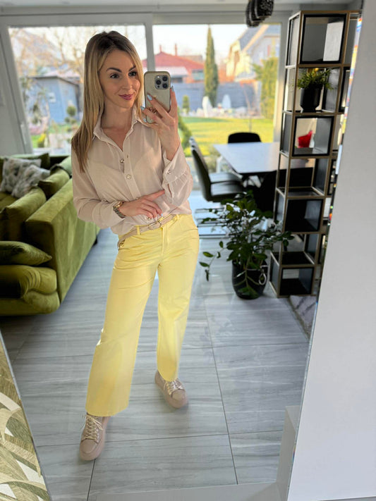 TRENDY - Egyenes szárú nadrág. Sárga