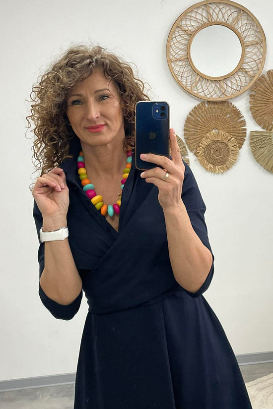 IRCSI - Átkötős ruha. Sötétkék