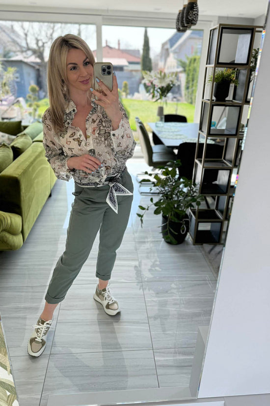 KATA - Laza szabású vászon nadrág. Khaki