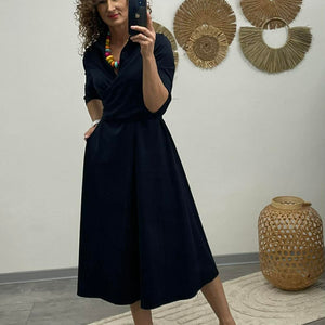 IRCSI - Átkötős ruha. Sötétkék