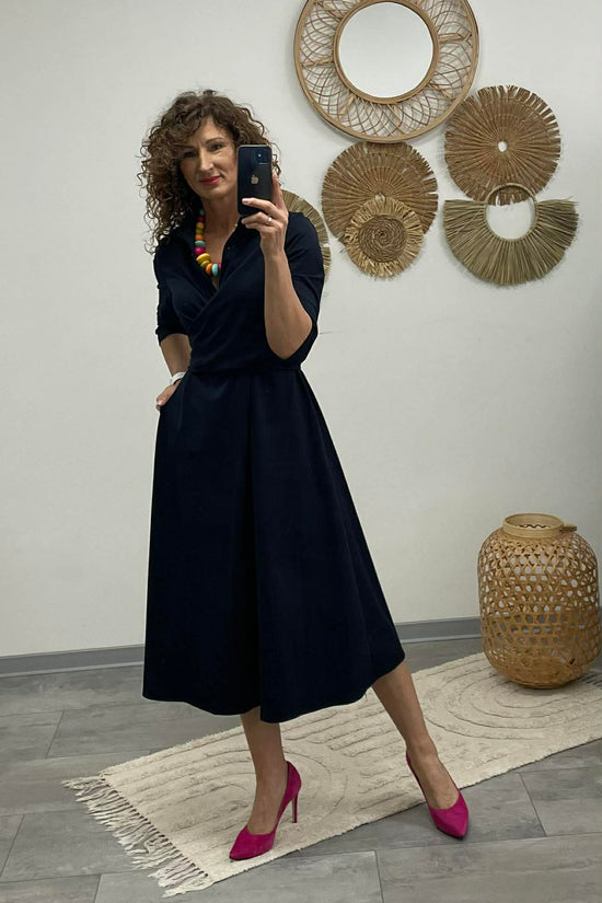 IRCSI - Átkötős ruha. Sötétkék