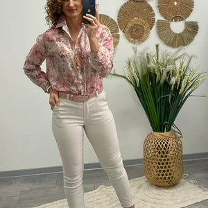 ALIZEE - Virágos blúz. Rózsaszín