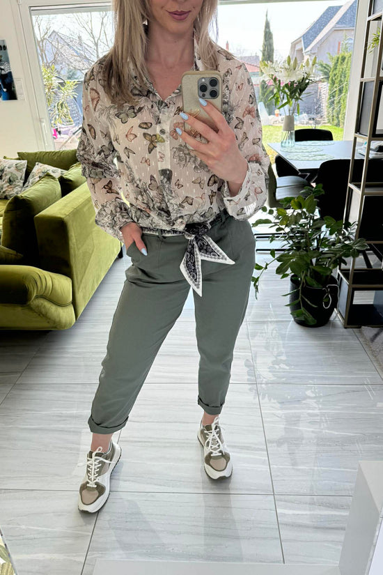 KATA - Laza szabású vászon nadrág. Khaki