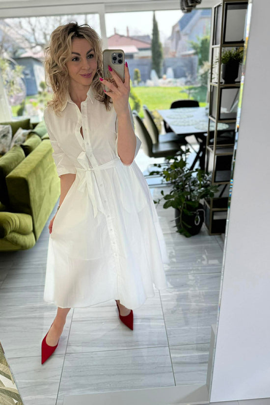 SWEET MISS - Vászon ruha. Fehér