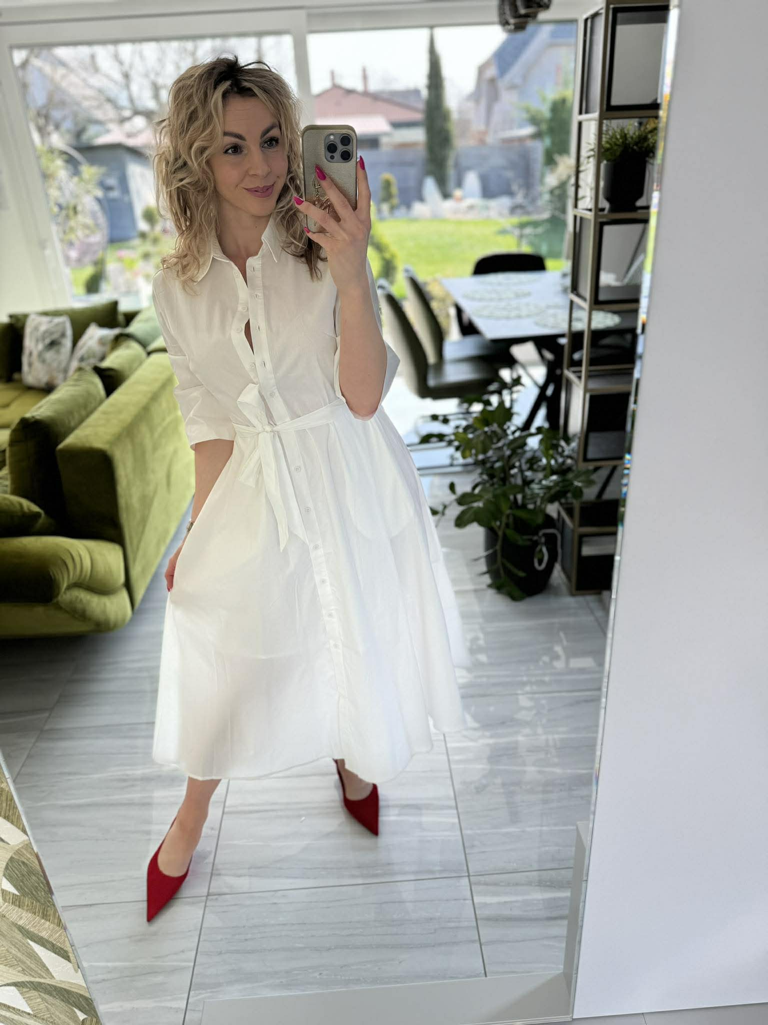 SWEET MISS - Vászon ruha. Fehér