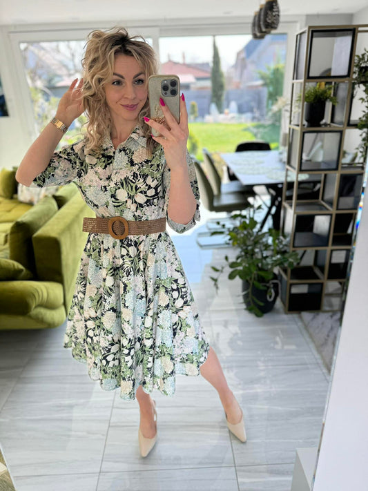 ROYAL - Mintás vászon ruha. Sötétkék