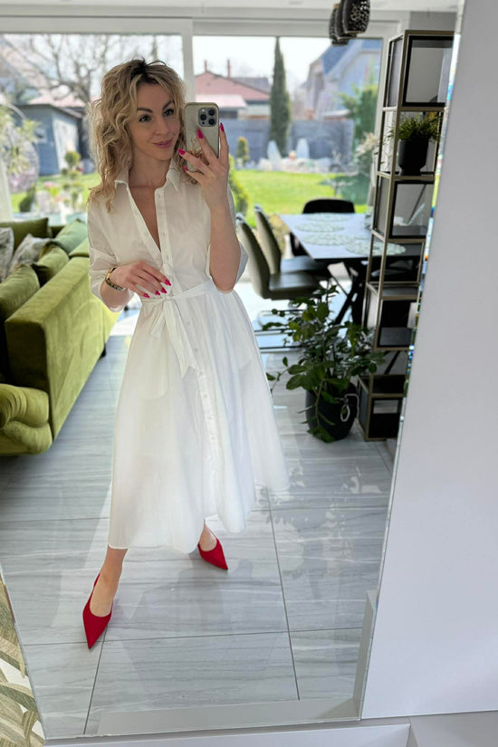 SWEET MISS - Vászon ruha. Fehér