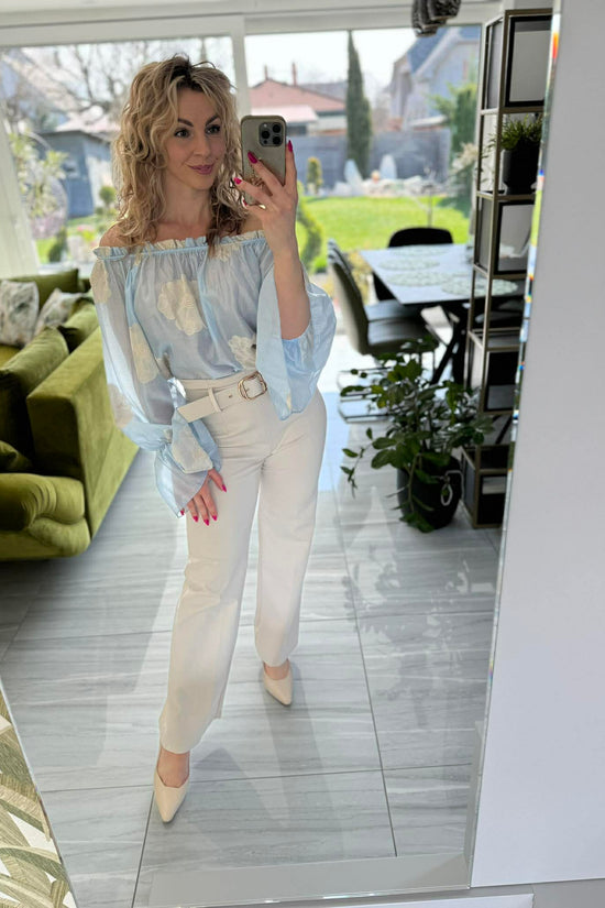 RÉKA - Hímzett blúz. Bababkék