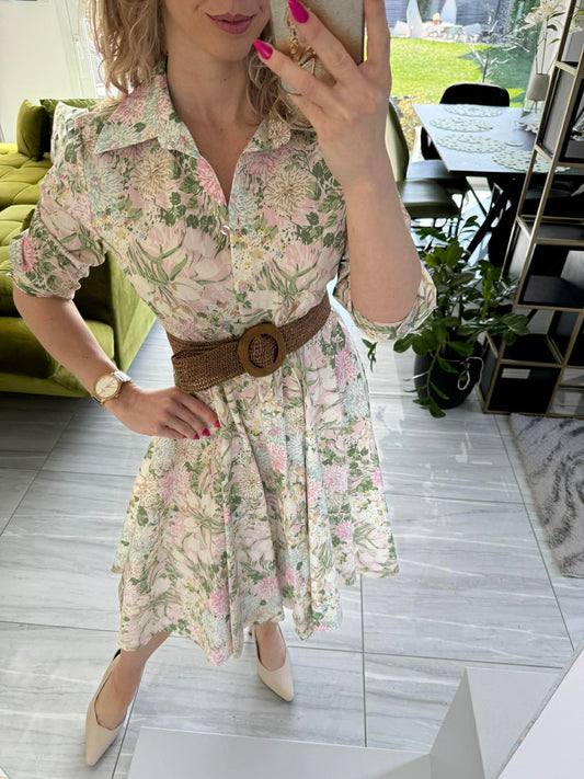 ROYAL - Mintás vászon ruha. Rózsaszín