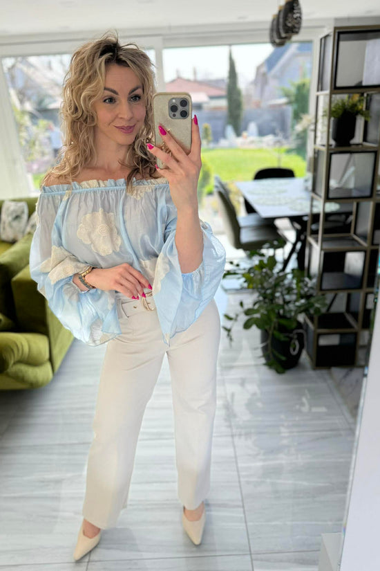 RÉKA - Hímzett blúz. Bababkék