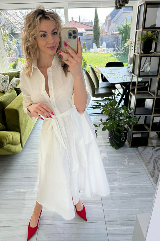 SWEET MISS - Vászon ruha. Fehér