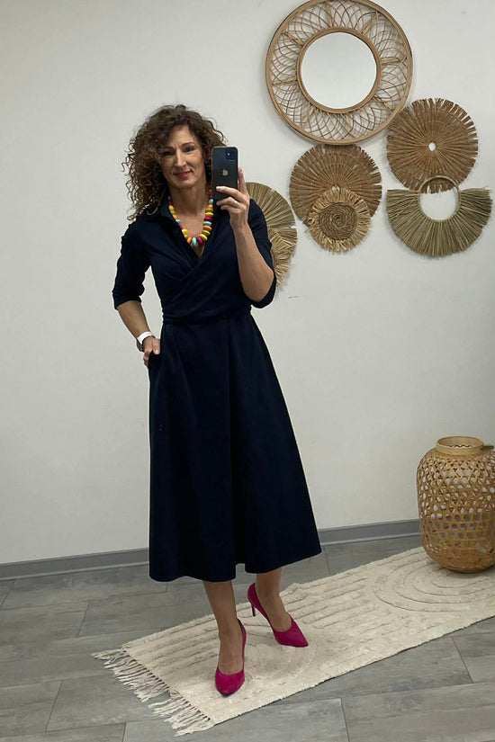 IRCSI - Átkötős ruha. Sötétkék