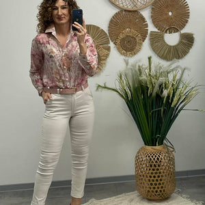 ALIZEE - Virágos blúz. Rózsaszín