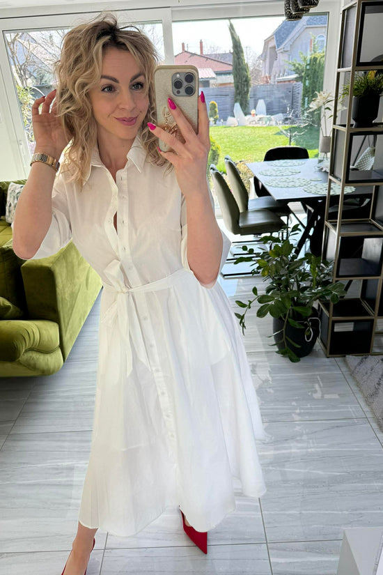 SWEET MISS - Vászon ruha. Fehér