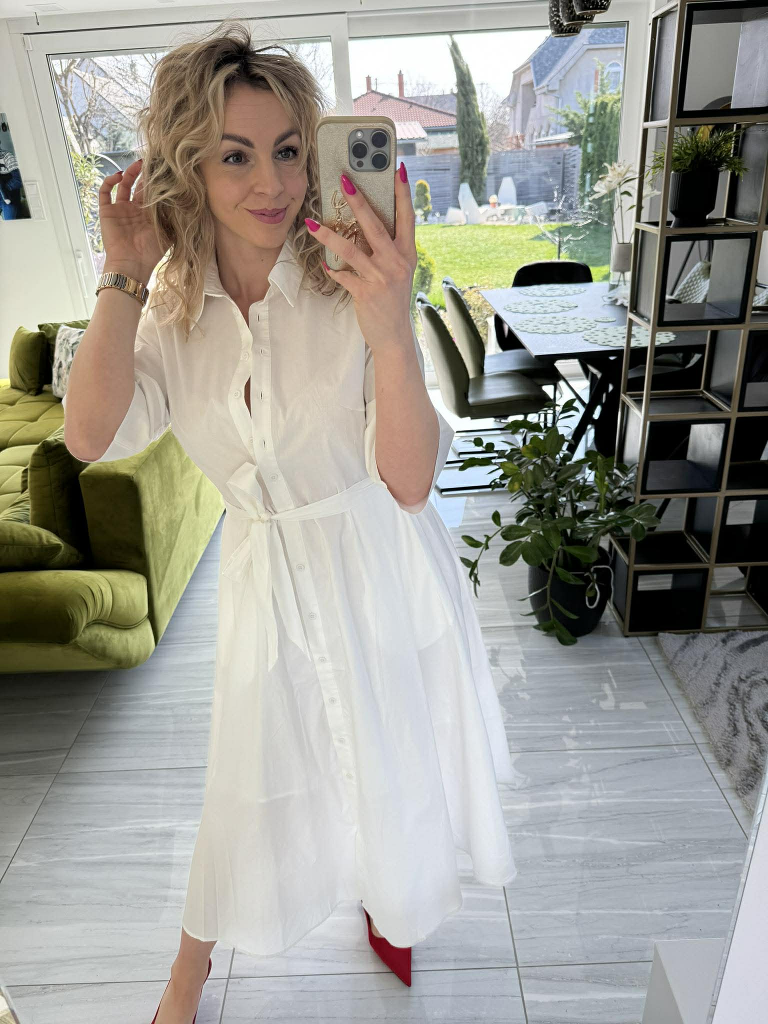 SWEET MISS - Vászon ruha. Fehér