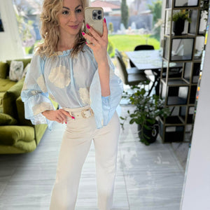 RÉKA - Hímzett blúz. Bababkék