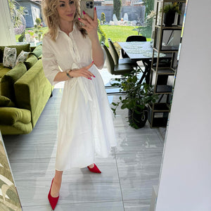 SWEET MISS - Vászon ruha. Fehér