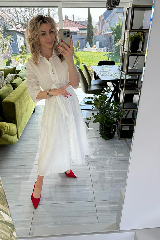 SWEET MISS - Vászon ruha. Fehér
